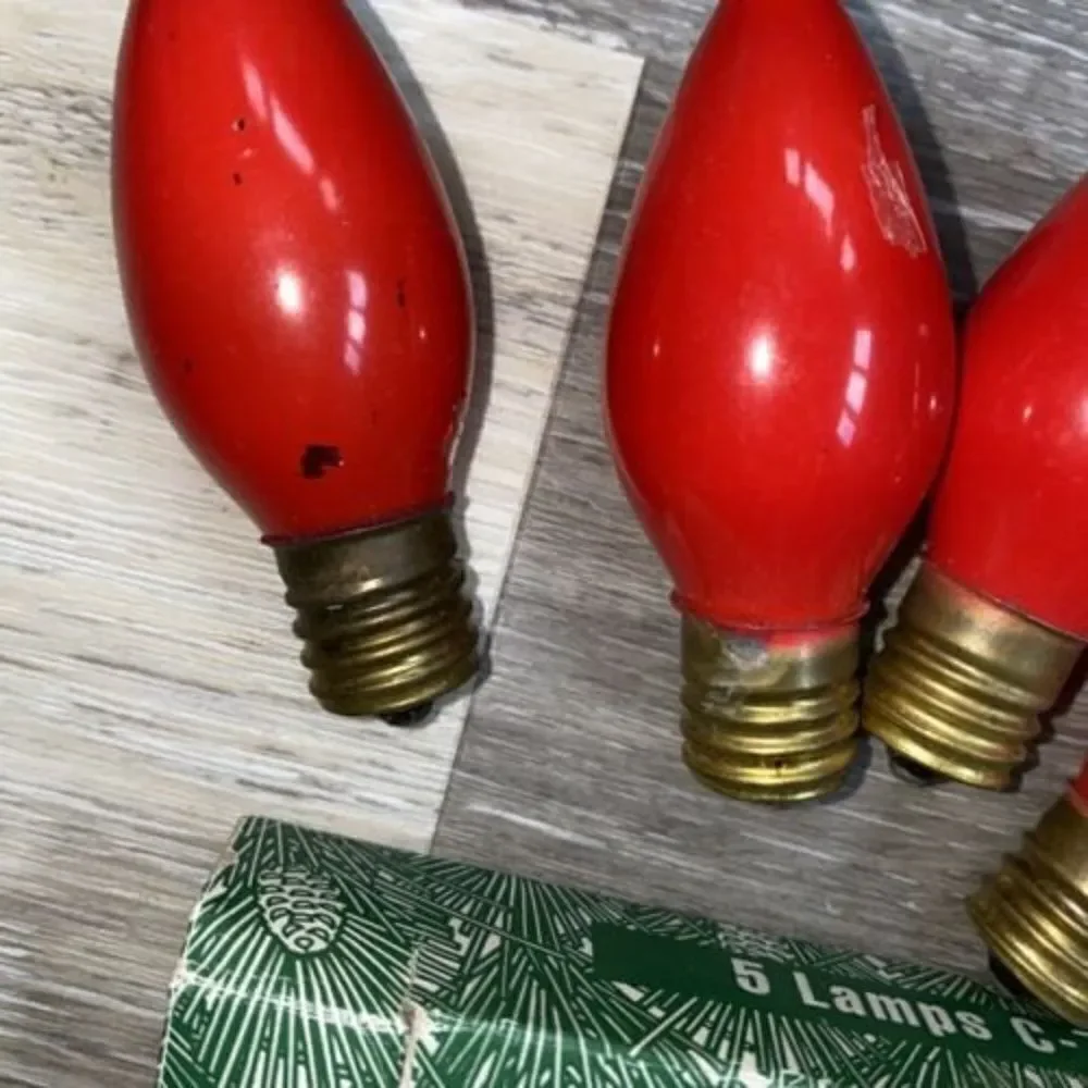 Lot Of 10 Frank’s Nursery Christmas Tree Bulbs C-7 1/2 Red Vintage Orange